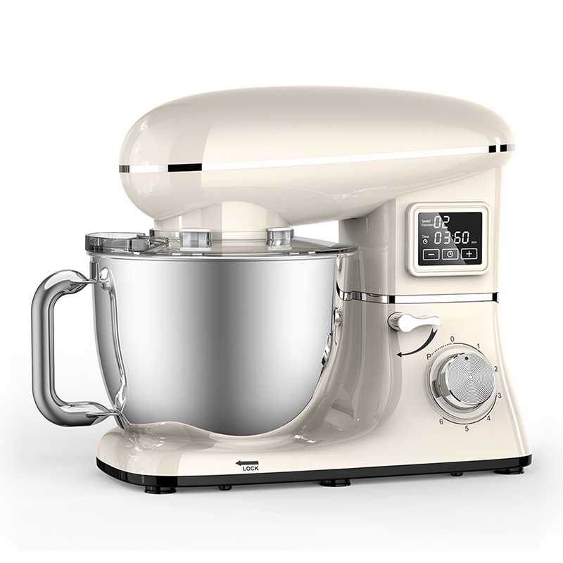 Creamy White Color Classical Plastic Stand Mixer with Dough Hook, Beater, Egg Whisk