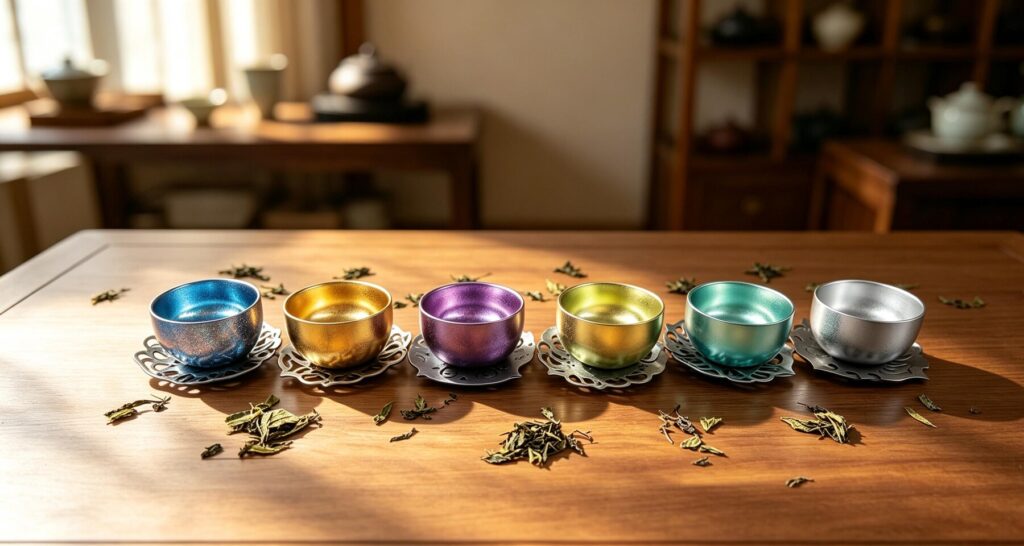 Crystal Color Titanium Tea Bowl Set
